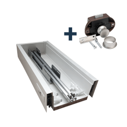 Tiroir + coulisses + bouton poussoir