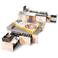 interieur van amenage modulable bois premium